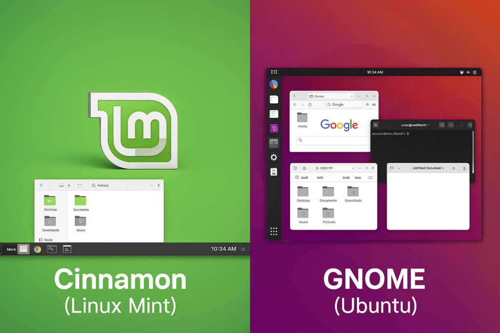 Linux Mint vs Ubuntu (2025): Which Linux OS Is Better for You? 5 Side-by-side comparison of Linux Mint’s Cinnamon desktop and Ubuntu’s GNOME desktop